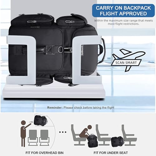 WITZMAN Travel Backpack for Men Carry-on Laptop Backpack | Nylon Luggage Bag Fits 16 Inch for Airline Approved, Multi Pocket, For Traveling,Casual,Commuting, B744 Black - color: Upgrade Black