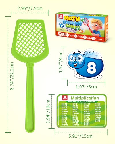 Coogam Math Counting Game, Math Manipulative Learning Swat The Fly Cards, Practice with Addition, Subtraction, Multiplication & Division, 1st 2nd & 3rd Grade Educational Toy for Homeschool