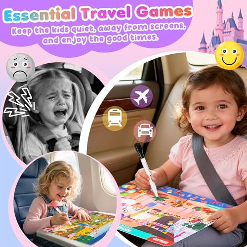 Search and Find Activity Books, 2 In 1 Princess Seek Game Coloring Books | Preschool Educational, Travel Games Toys for Car Airplane, Road Trip Activities for Kids, Birthday Gifts Kids Ages 3-8 - color: Purple