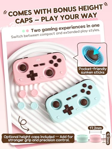 IINE Retro Pocket Game Controller with Hall Effect Joysticks, Switch 1 & 2 Compatible, Wireless Gamepad for Steam Deck, PC, Android, iOS, Customizable D-Pad, Vibration & Motion Control (Berry Choco) - color: Berry Choco