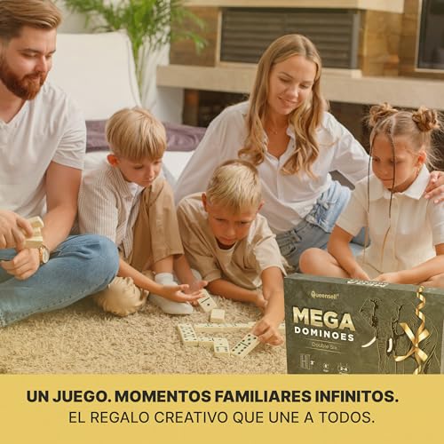 Mega Large 3" Dominoes Set for Adults and Kids – Dominoes Double 6 Classic Board Games – Double Six Domino Set with 28 Tiles and Gift Case, Juegos de Mesa (MEGA) - style: MEGA