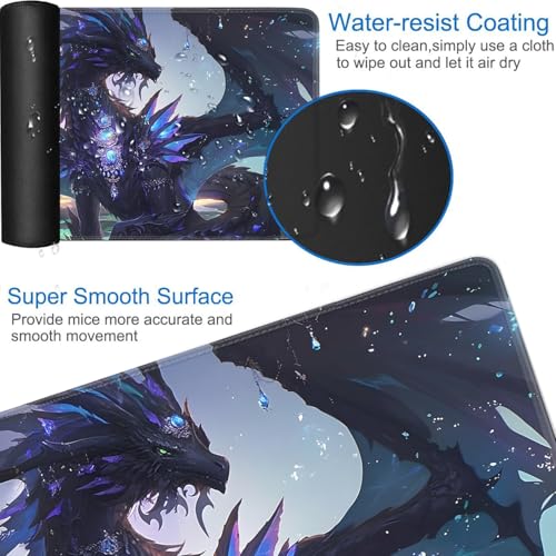 for MTG Game Playmat - 24 x 14 inches with Dices and Storage Bags, Non-Slip Base for TCG and Board Game Card Mats, Trading Card Games Mat, Enchanted Dragon Pattern Collectible Card Playmats - color: Jv-playmat-p7-1-d101