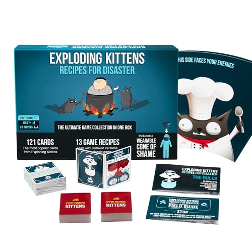 Exploding Kittens Recipes for Disaster Card Game, 2-5 Players, Ages 7+ | The ultimate Exploding Kittens collection! Play 13 wild game modes with fan-favorite cards from the original and expansions. - style: Recipes for Disaster