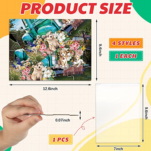Kathfly 4 Pack 16 Large Jigsaw Puzzles Dementia Alzheimer's Products and Activities for Alzheimer's Cognitive Products Easy Puzzle for The Elderly Seniors with 1 Storage Bag, 4 Style(Classic)