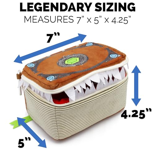 CASEMATIX Mimic Spell Book Dice Case with 7 Included RPG Dice - 7" Mimic Tome Chest Bag with Zipper Closure and Carabiner for 250 Polyhedral Pieces, Protective Novelty Holder for Tabletop Dice - style: Spellbook