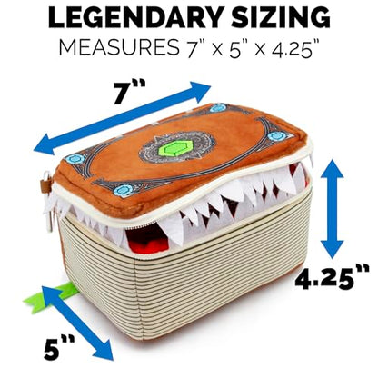 CASEMATIX Mimic Spell Book Dice Case with 7 Included RPG Dice - 7" Mimic Tome Chest Bag with Zipper Closure and Carabiner for 250 Polyhedral Pieces, Protective Novelty Holder for Tabletop Dice - style: Spellbook