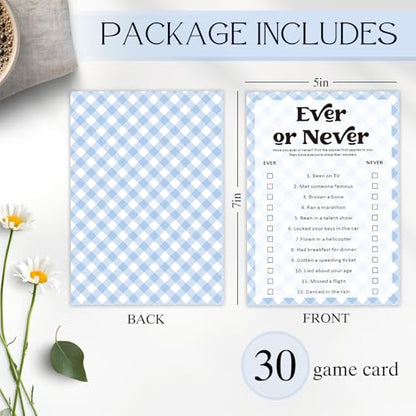 30 Pcs Party Icebreaker Games Set, "Ever" or "Never" Blue plaid, Suitable for Wedding, Birthday Party, Group Gatherings,Deepen Friendships with Friends,Colleagues,Family or Guests,Break the Ice -A01 - color: PB A01