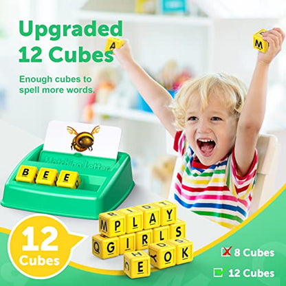 Toys for 3-8 Year Olds Boys Girls, Matching Letter Game Educational Games for Kids Ages 3-8 Easter Birthday Gifts for 3-8 Year Olds Boys Girls Preschool Kindergarten Educational Spelling Toys Green - color: Green
