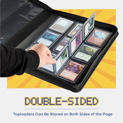 9-Pocket Toploader Binder, Clovecat Premium Card Book， Holds 252 Trading Card with 20 Removable Top-loader Sleeves，PU Card Holder Folders,Card Album for MTG, TCG, Yugioh, Game & Sports Cards(Blue) - color: Blue