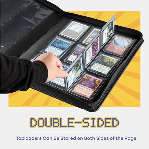 9-Pocket Toploader Binder, Clovecat Premium Card Book， Holds 252 Trading Card with 20 Removable Top-loader Sleeves，PU Card Holder Folders,Card Album for MTG, TCG, Yugioh, Game & Sports Cards(Red) - color: Red
