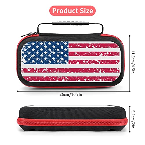 AoHanan Switch Carrying Case Flag of USA in Retro Style Switch Game with 20 Games Cartridges Hard Shell Travel Protection Storage Case - color: Flag of USA in Retro Style