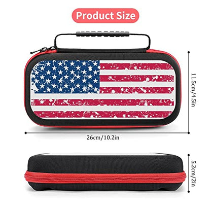 AoHanan Switch Carrying Case Flag of USA in Retro Style Switch Game with 20 Games Cartridges Hard Shell Travel Protection Storage Case - color: Flag of USA in Retro Style