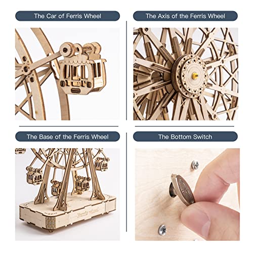 Rowood 3D Puzzles for Adults, Model Kits for Adults, Wooden Music Box,DIY Craft Kits Gifts on Birthday Christmas - Ferris Wheel (232 PCS) - style: Ferris Wheel