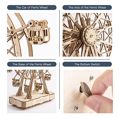 Rowood 3D Puzzles for Adults, Model Kits for Adults, Wooden Music Box,DIY Craft Kits Gifts on Birthday Christmas - Ferris Wheel (232 PCS) - style: Ferris Wheel