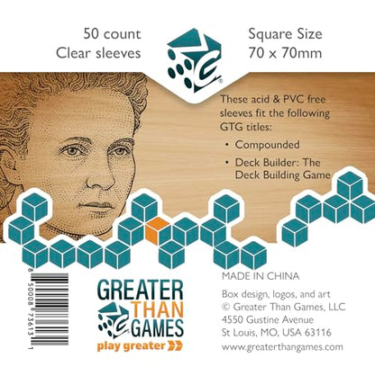 Greater Than Games | Square Size Card Sleeves | 70x70 mm | Acid Free & PVC Free | Card Game Protective Accessory | Includes 50 Sleeves - style: Square (70x70)