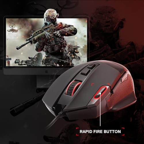 Redragon M619 Wired RGB Optical Gaming Mouse 12800 DPI Remapping Keys | Stable Lag-Free Connection, Smooth Precise Tracking, Programmable Button, Ergonomic Grip Body Comfort