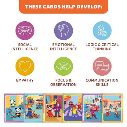 Who What Why Conversation Cards for Kids, Speech Therapy Materials, Ages 4+ | Educational game, social skills flash cards, emotional regulation tool, sequencing activity, therapy toy, learning resource