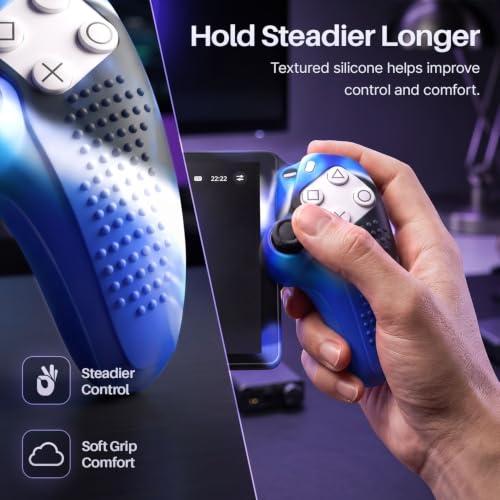 TNP Camouflage Blue Silicone Case Cover Compatible with PlayStation Portal | Protective soft-grip shell for steadier handheld play; 1 flexible cover only, console and thumb grips not included - color: Camouflage Blue