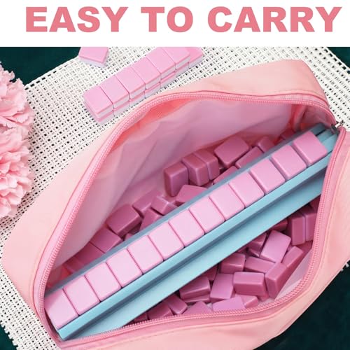 Soulchen Mini American Mahjong Tile Set Include 160 0.8 Inch Mahjong Tiles 2 Dice 4 Wooden Rulers 1 Accessory Bag 4 Beginner Rule Cards(Pastel) - style: Pastel