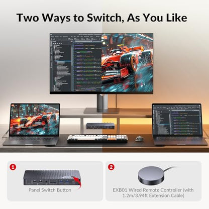 AV Access Docking Station KVM Switch 2 Monitors 2 Laptops, 4K Dual Display | 100W PD for Each PC, 1G Ethernet, EDID Emulation, 4K KVM Dock for Home Office