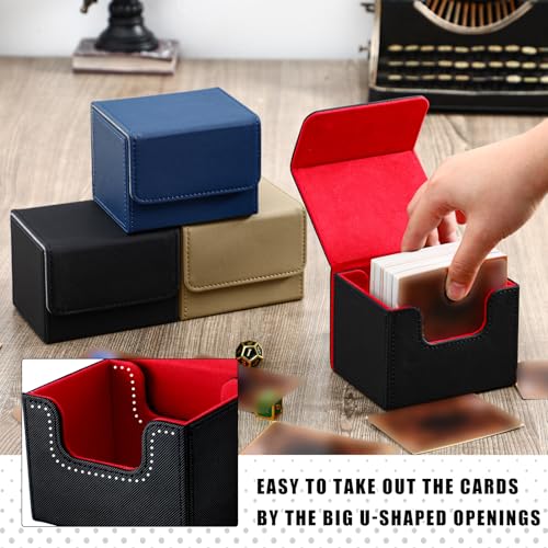 10 Pcs Leather Magnetic Deck Box for MTG Commander, 100+ Cards | PU Leather Card Deck Case,Snap Shut Lid,Stackable Design, Compatible with MTG Deck Boxes Tabletop Game Storage