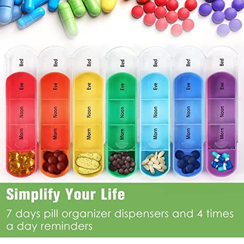 FINPAC Weekly Pill Organizers 4 Times A Day, Slide Open PU Leather Case Travel Pill Vitamin Medicine Reminder and Planner with Name Card for Morning| Afternoon| Evening| Bedtime (Lilac Marble) - color: Lilac Marble