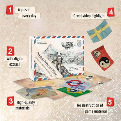 Hidden Games – Professor Charlie's World Tour – Puzzle Advent Calendar | 24 envelopes of puzzles around the world with Professor Charlie. One a day until Christmas