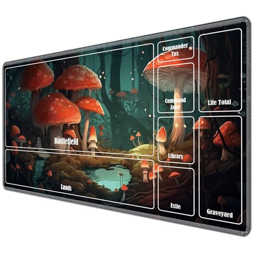 for TCG Playmat with Card Zones 24 x 14 inches Mousepad Compatible for MTG Trading Card Game Play Mats Smooth Rubber Surface Play Mat, Mushroom B - color: Mushroom B, size: 02 Zones