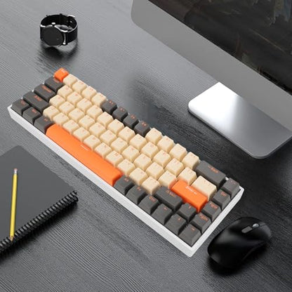 Zopsc 68 Keys Mechanical Keyboard, 60 Percent Compact RGB Backlit Gaming Keyboard, Red Switch Ergonomic Wired Keyboard for PC