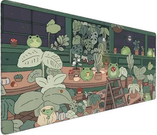 Professional Extended Gaming Mouse Pad - 31.5" x 15.7" Large Desk Mat with Stitched Edges, Waterproof Coating Non-Slip Rubber Base for Gamers Esports Pros Office Home, Frog - color: Frog, size: 31.4L x 15.7W inches