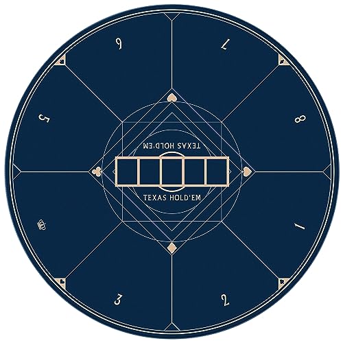 YUZPKRSI 47 Inch Round Poker Mat, Neoprene & Rubber, Texas Hold'em Poker Table Top Casino Card Games, Portable, Carrying Bag Included - color: 47 Inch Round Blue