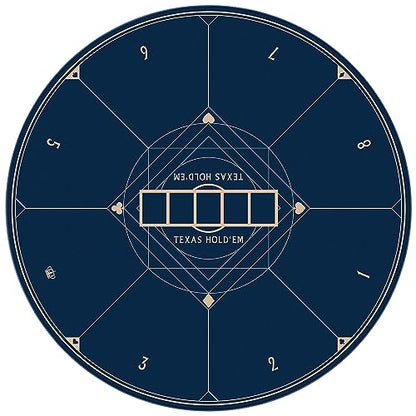 YUZPKRSI 47 Inch Round Poker Mat, Neoprene & Rubber, Texas Hold'em Poker Table Top Casino Card Games, Portable, Carrying Bag Included - color: 47 Inch Round Blue