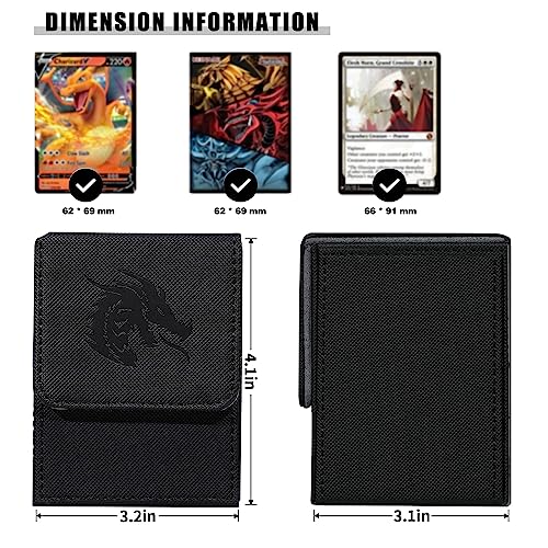 MTG Card Deck Box For Commander Deck Box With 2 Dividers, Card Storage Box Fits 100+ Single Sleeved Cards, PU Leather Strong Magnet Card Deck Case Holder for Magic Yugioh TCG (Black) - color: Black