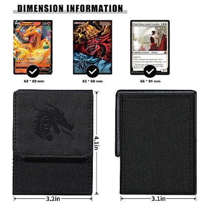 MTG Card Deck Box For Commander Deck Box With 2 Dividers, Card Storage Box Fits 100+ Single Sleeved Cards, PU Leather Strong Magnet Card Deck Case Holder for Magic Yugioh TCG (Black) - color: Black