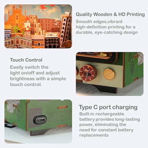 Travels to Venice 3D Wooden Puzzle with LED Lights, DIY Craft Model Kit for Adults & Kids, Creative Building Set and Unique Home Decor Gift for Travel Lovers - style: Travels to Venice