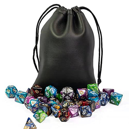5 Sets DND Dice Polyhedral Dice Set (35pcs) with 1 Large Leather Bag, D&D Die Set for RPG Table Games (5Sets/35Pcs Double-Color) - color: 5sets/35pcs Double-color