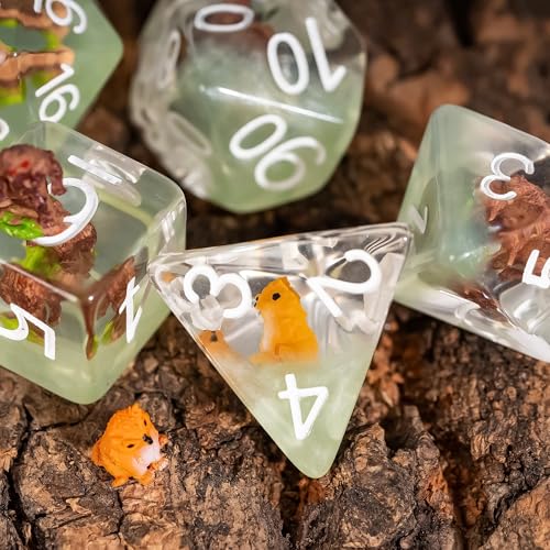 UDIXI 7PCS Polyhedral Dice Set D&D Owlbear DND Dice Set for Tabletop Games | Velvet Storage Bag, DM Gift, for Dungeons and Dragons Role Playing Games Board Games - color: Owlbear