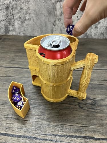 MunnyGrubbers - Mug Dice Tower - No Paint Odorless Insulated Cup Can Dice Tower - (Random 7PCS D20 Dice Set Included) - Dice Jail - Dice Holder - Dungeons and Dragons - DND Gift - (Gold) - color: Gold