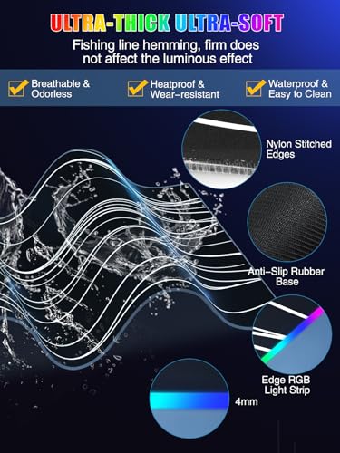 Mouse Pad with Foldable Phone Holder & Wireless Charger, XXL RGB Gaming Mousepad 31.5"x15.8" Large Desk Mat for Keyboard, Black Desk Pad with Dual Qi Charging Station | 11 Colors 5 Modes | Waterproof - color: 31.5x15.75"Phone Stand-Wave Upgraded