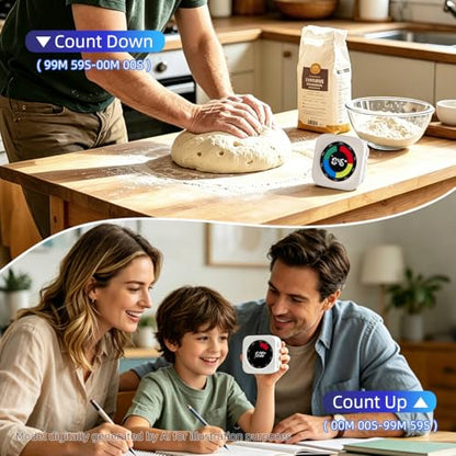 Visual Timer for Kids & Adults, 99 Min Digital Visual Countdown Timer with Progress Bar, Count Up Timer for ADHD, Classroom, Kitchen, Study, Focus, Productivity & Time Management