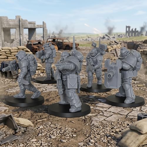 AUSPDICE Sci-Fi Operatives for Miniature Games, 28mm RPG Figure Set-AS992 | Unpainted Resin 5pc Sci-Fi Elite Squad for TTRPG Wargames, Tabletop RPG, Dungeon Masters, Skirmish Battles and RPG Gifts