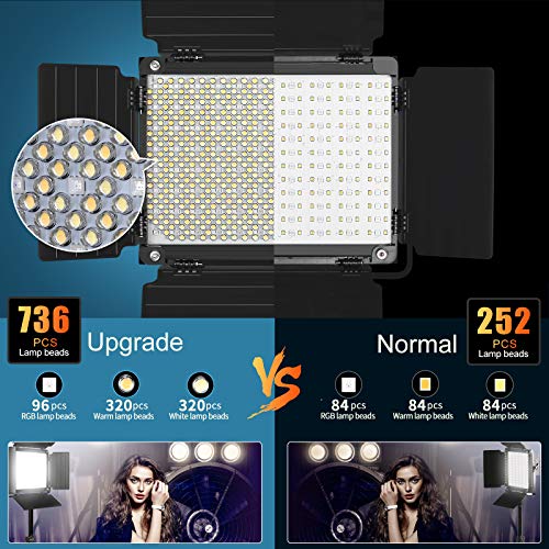 GVM RGB LED Video Light with Bluetooth Control, 360° Full Color 1000D PRO Video Lighting Kit with 736pcs Led Beads, 2 Packs Led Panel Light for YouTube Studio, Video Shooting, Conference, CRI 97+ - color: 1000D