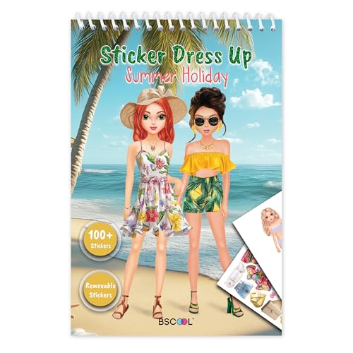 Sticker Dress Up Book for Girls – Summer Holiday Fashion | Activity book teaches fashion design with guides and stickers. Includes dress-up games and creative play. (ages 5 and up.) - color: Sticker Dress Up - Summer Holiday