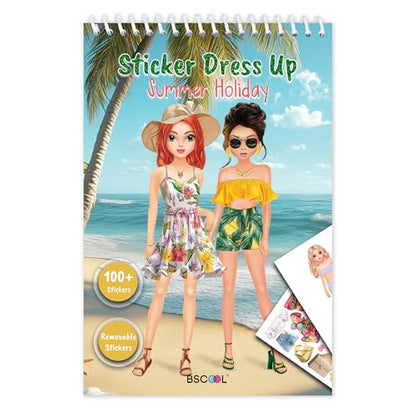 Sticker Dress Up Book for Girls – Summer Holiday Fashion | Activity book teaches fashion design with guides and stickers. Includes dress-up games and creative play. (ages 5 and up.) - color: Sticker Dress Up - Summer Holiday