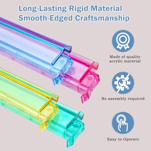CAYOULR Colourful Mahjong Racks with Pushers Set of 4 Clear Acrylic Holders | Portable Mahjong Racks Convenient Rotating One-Piece Mahjong Pushers mahjong racks well-made sturdiness - color: Colourful