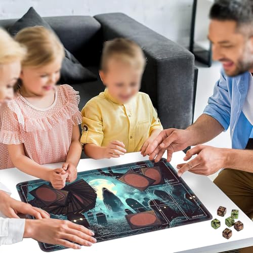 for MTG/TCG Playmat with Zones, 24 x 14 inches Trading Card Playmat with A Storage Bag and 6 Dice, Non-Lip Rubber Bottom Game Desk Mat, Graveyard and Ghost - color: Yux-playmats-2-3A-254