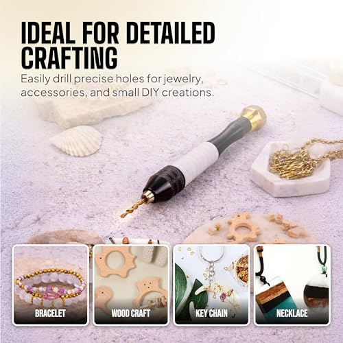 Pin Vise Hand Drill Manual with Micro Drill Bits, Jewelry Drill for Resin - style: Core – 18 Bits