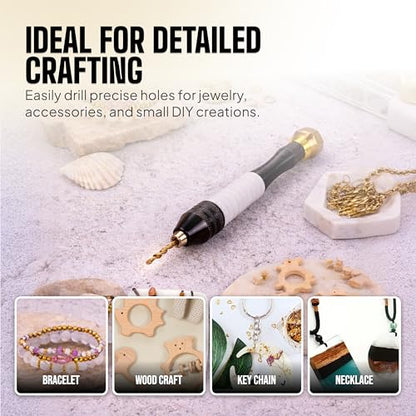 Pin Vise Hand Drill Manual with Micro Drill Bits, Jewelry Drill for Resin - style: Core – 18 Bits