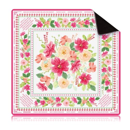 Drydiet Floral Mahjong Mat with Rules Non-Slip Noise Reduction Gaming Mat for Table Cover Card Board Tile Poker Dominoes (31.5" X 31.5") - size: 31.5" X 31.5"
