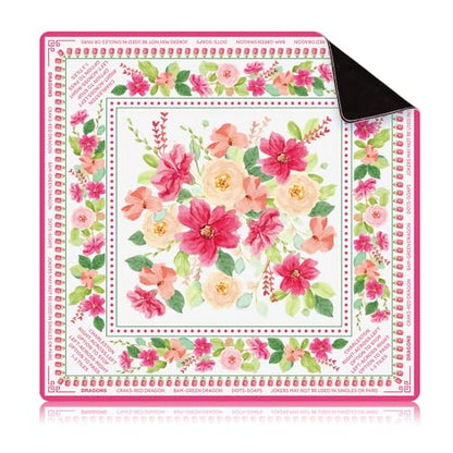 Drydiet Floral Mahjong Mat with Rules Non-Slip Noise Reduction Gaming Mat for Table Cover Card Board Tile Poker Dominoes (31.5" X 31.5") - size: 31.5" X 31.5"